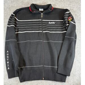 Vintage Austria Sweater Mens Size 52 Black Pinstriped Full Zip Streetwear Retro